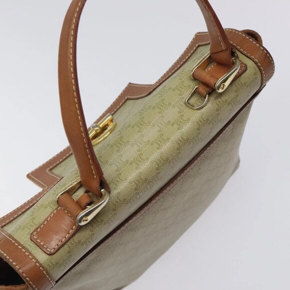 CELINE Macadam Canvas Hand Bag PVC Beige Gold Auth 120908 - Picture 8 of 16